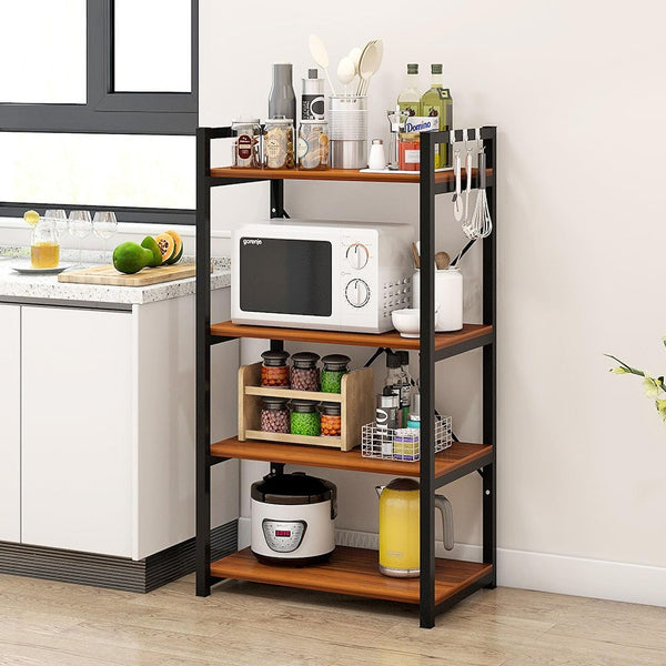 Kitchen Storage Shelf,Microwave Stand,Kitchen Storage Rack, Large Capacity, Does Not Take Up Space, Multi-Functional Floor-Standing Multi-Layer Storage Rack 48heigth 15depth width24 Blackwalnut