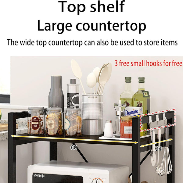 Kitchen Storage Shelf,Microwave Stand,Kitchen Storage Rack, Large Capacity, Does Not Take Up Space, Multi-Functional Floor-Standing Multi-Layer Storage Rack 48heigth 15depth width24 Blackwalnut