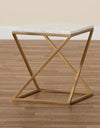 Gold Side Table, Metal Rectangle End Table Modern Sofa Side Table Gold Frame Bedroom Nightstand - White Small Accent Table for Living Room Home Décor
