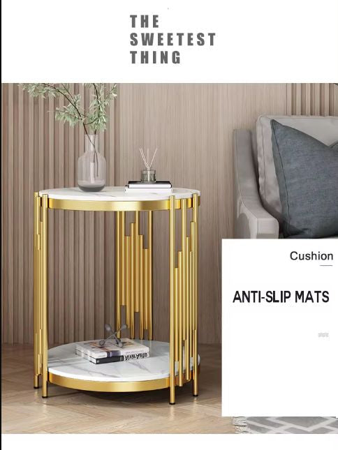Marble Texture Design Desk Luxury Small Round Side Table Modern Home Furniture Metal Living Room Furniture Tables Coffee Tables for home
