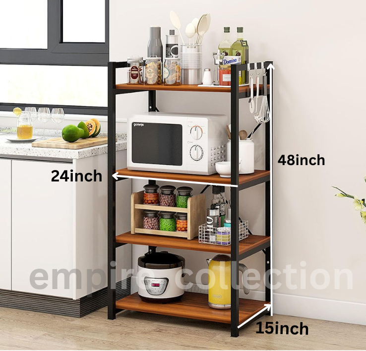 Kitchen Storage Shelf,Microwave Stand,Kitchen Storage Rack, Large Capacity, Does Not Take Up Space, Multi-Functional Floor-Standing Multi-Layer Storage Rack 48heigth 15depth width24 Blackwalnut