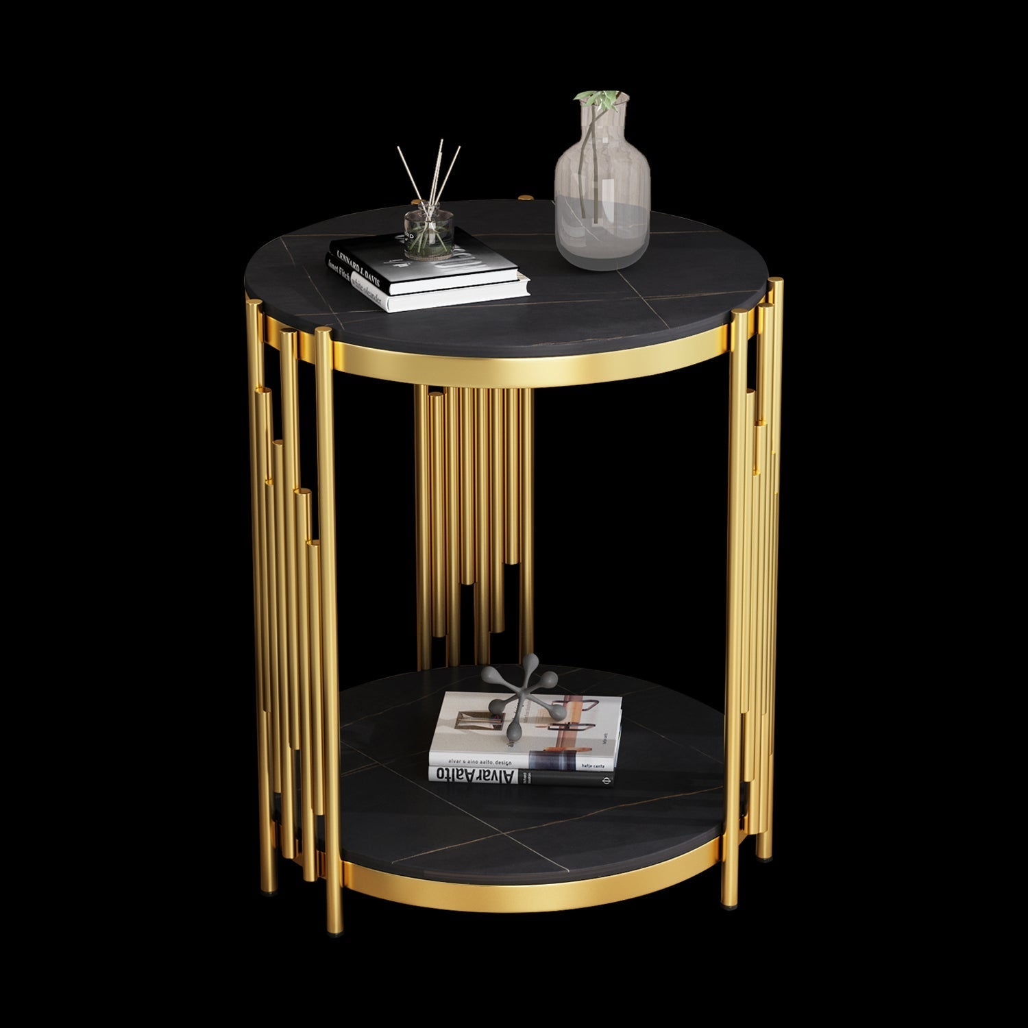 Marble Texture Design Desk Luxury Small Round Side Table Modern Home Furniture Metal Living Room Furniture Tables Coffee Tables for home