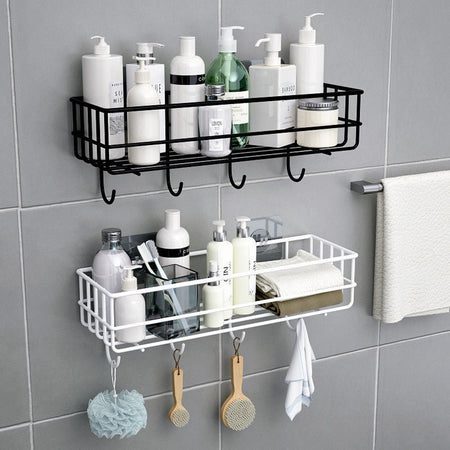 Bathroom Storage Hanging Shelf Wall Mounted With Hooks by Empire Collections