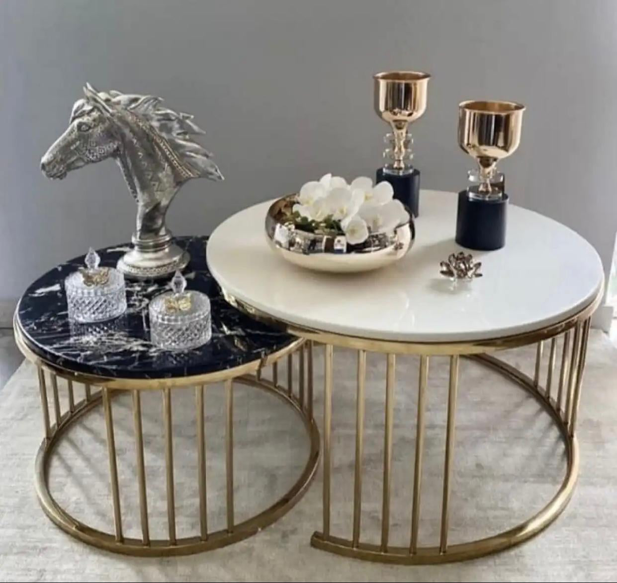 Center table set for drawing room Nesting Coffee Table Cocktail Tables With iron Base and MDF High Gloss Top