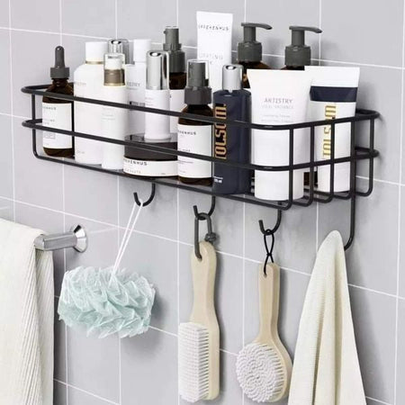 Bathroom Storage Hanging Shelf Wall Mounted With Hooks by Empire Collections