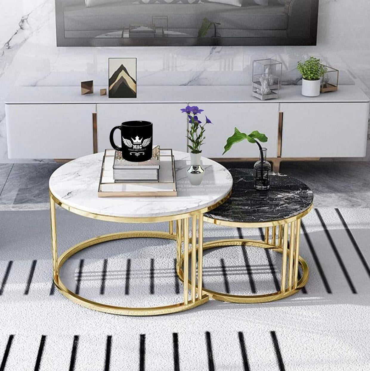 Center table set for drawing room Nesting Coffee Table Cocktail Tables With iron Base and MDF High Gloss Top