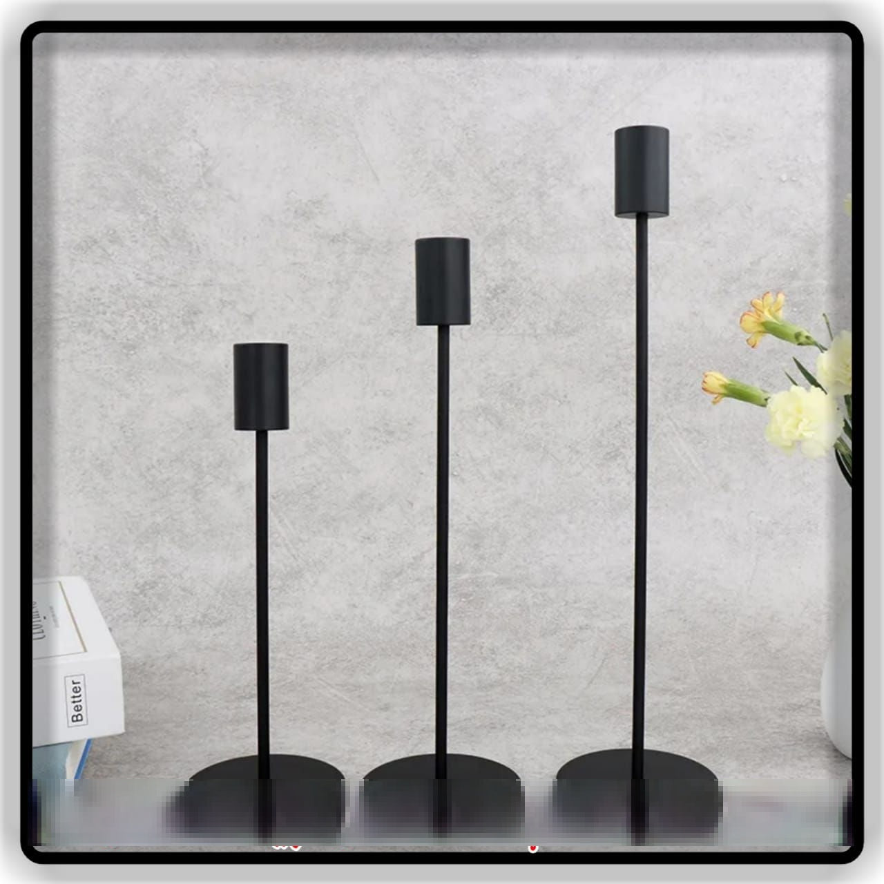 SET OF 3 Candle Holders Stand for home office and dinning table decoration Black and Gold Color BY EMPIRE COLLECTION
