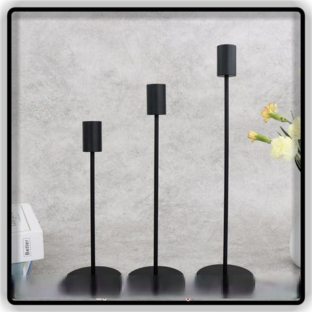SET OF 3 Candle Holders Stand for home office and dinning table decoration Black and Gold Color BY EMPIRE COLLECTION