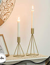 Elegant Geometric Wire Taper Candle Holders Candlestick Holder Set of 2, Modern Minimalist Decorative Centerpiece for Fireplace Mantel Coffee Tabletop Counter, Gold Finish which Enhance the Look Made By EMPIRE COLLECTION