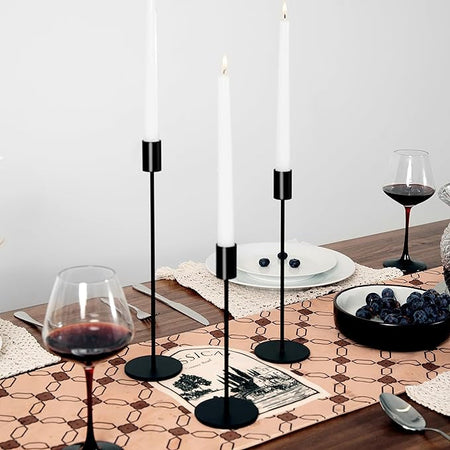 SET OF 3 Candle Holders Stand for home office and dinning table decoration Black and Gold Color BY EMPIRE COLLECTION