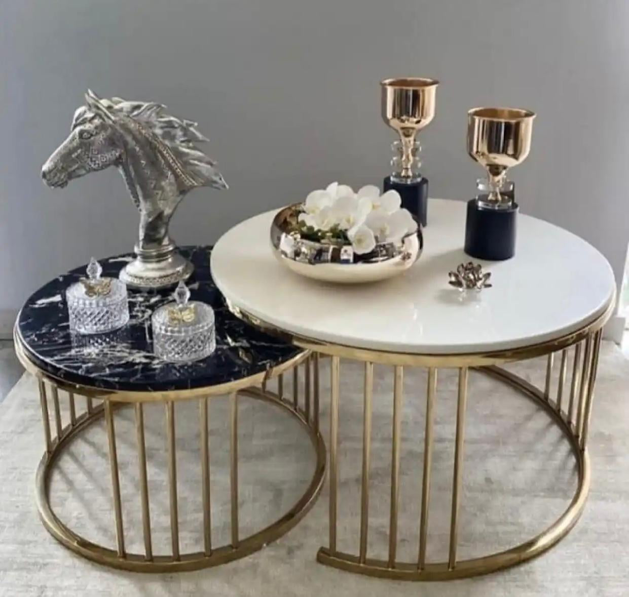 Center table set for drawing room Nesting Coffee Table Cocktail Tables With iron Base and MDF High Gloss Top