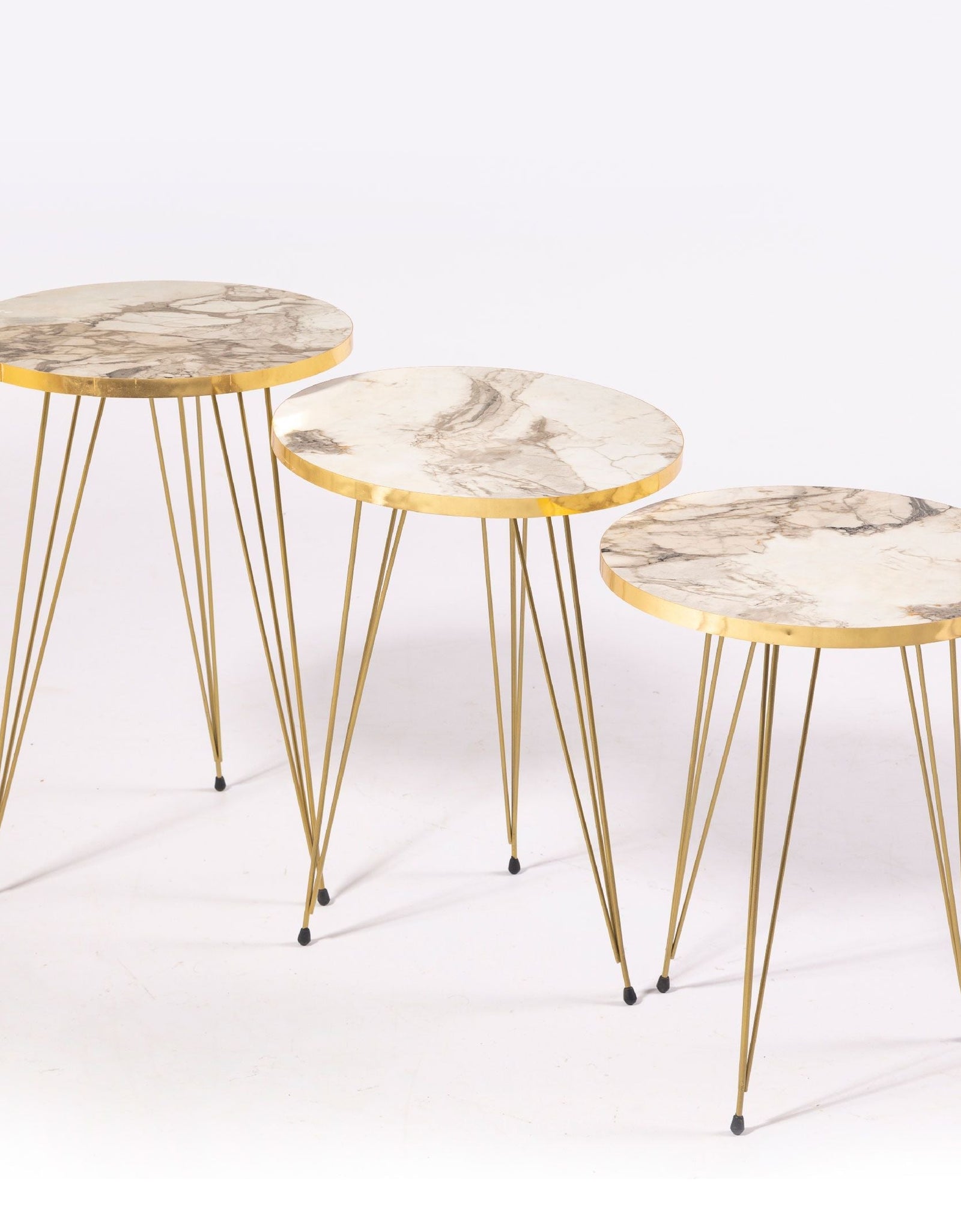 1 Pcs / Set of 3 Round Coffee Table HIGH Gloss Nesting End Tables - Round Wood Stacking Coffee Side Accent Tables with Metal Legs for Living Room, Home Office, Nightstands for Bedroom, 3 Piece Nesting Table set